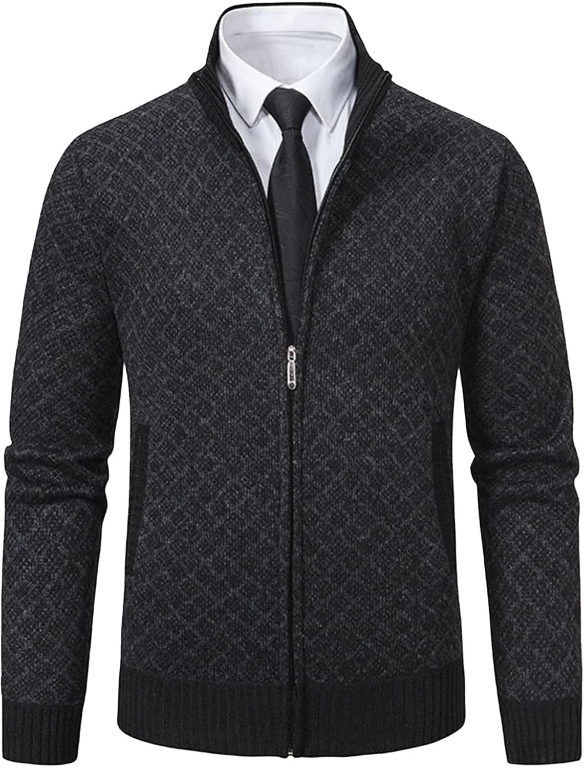 Мужской кардиган с воротником стойкой и молнией
Мужской кардиган с воротником стойкой и молнией