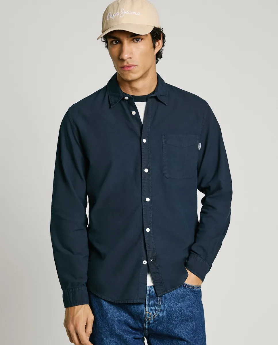 Мужская рубашка Oxford прямого кроя, окрашенная в готовом виде Pepe Jeans, тёмно-синий
Мужская рубашка Oxford прямого кроя, окрашенная в готовом виде Pepe Jeans, тёмно-синий