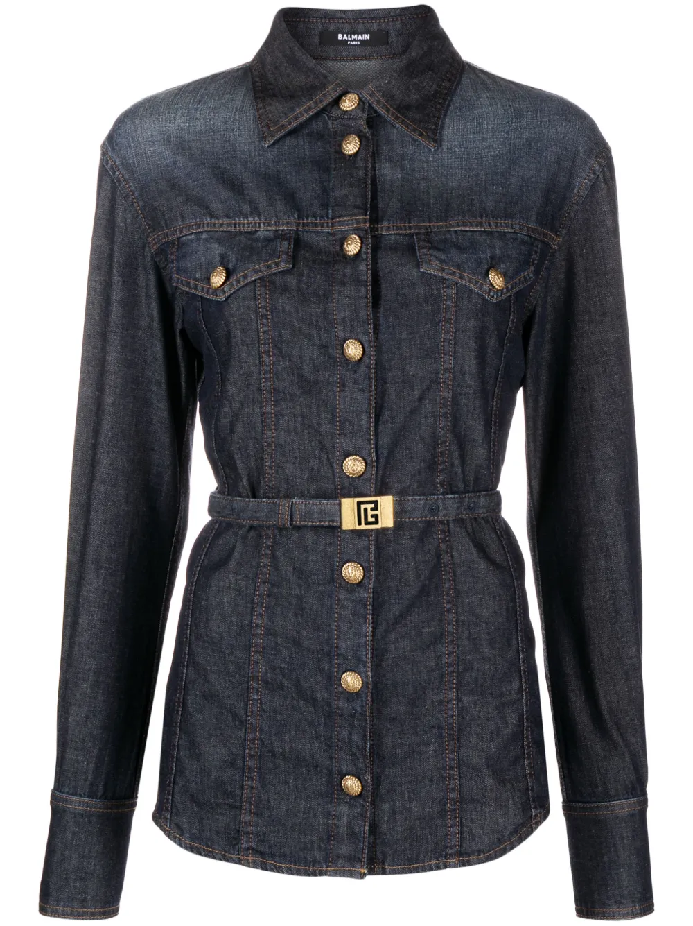 Джинсовая рубашка с поясом BALMAIN, синий
Джинсовая рубашка с поясом BALMAIN, синий