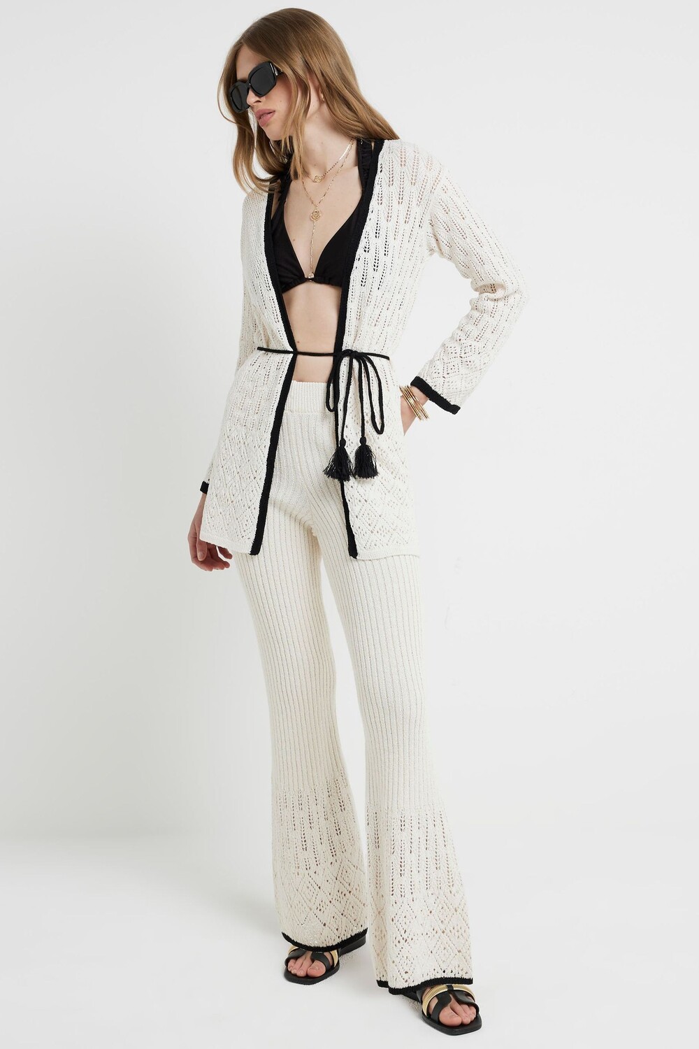 Кардиган с наклоном крючком River Island, бежевый 
Кардиган с наклоном крючком River Island, бежевый