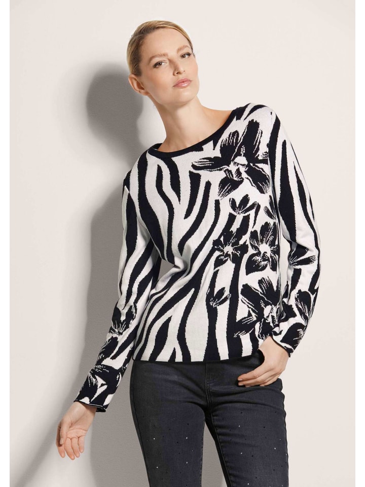 MADELEINE Свитер с интарсией, украшенный зебровым и цветочным узором, в черно-белом цвете
MADELEINE Свитер с интарсией, украшенный зебровым и цветочным узором, в черно-белом цвете