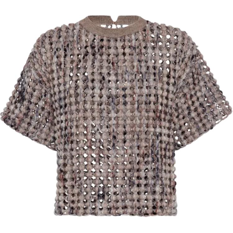 Топ короткий рукав вязаный Brunello Cucinelli, Taupe
Топ короткий рукав вязаный Brunello Cucinelli, Taupe