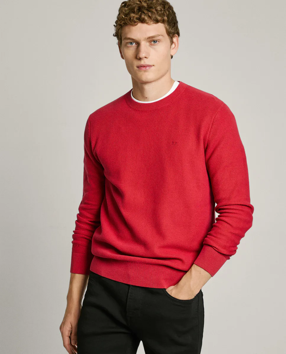 Мужской свитер с круглым вырезом из ткани пике Pepe Jeans, красный
Мужской свитер с круглым вырезом из ткани пике Pepe Jeans, красный