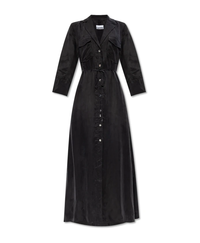 Свободное макси-платье из купро Ganni, черный
Свободное макси-платье из купро Ganni, черный