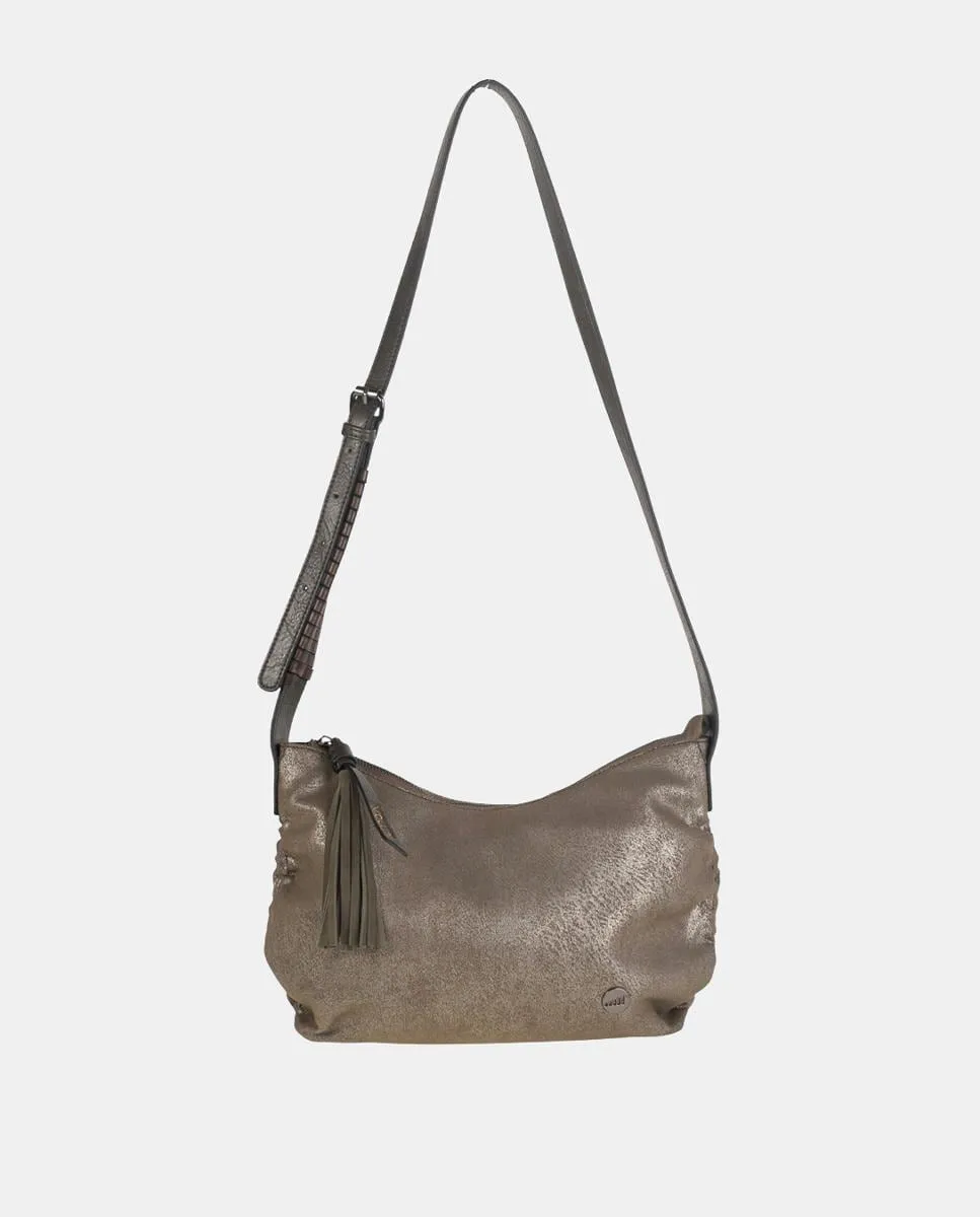 Сумка-бандо через плечо из эффекта денима с молнией Volum, хаки
Сумка-бандо через плечо из эффекта денима с молнией Volum, хаки