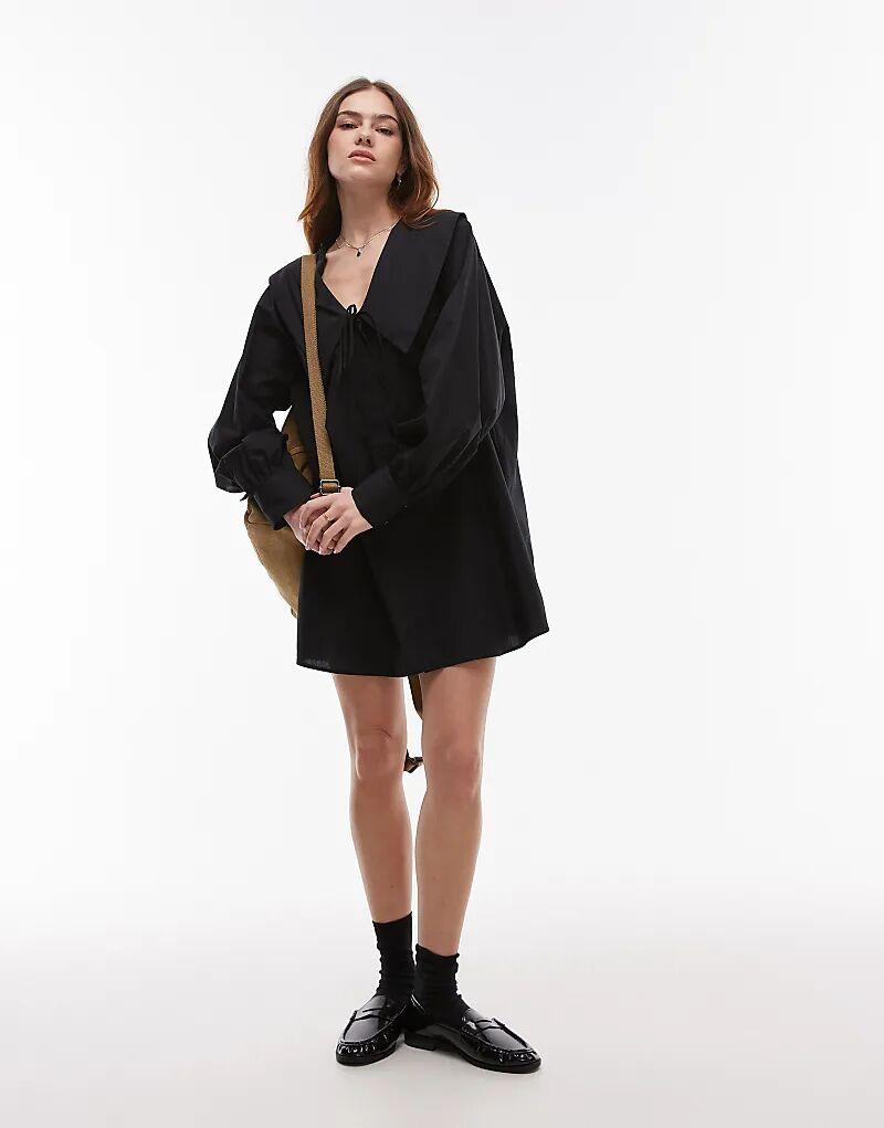 Платье-рубашка из поплина с воротником-стойкой черного цвета Topshop
Платье-рубашка из поплина с воротником-стойкой черного цвета Topshop