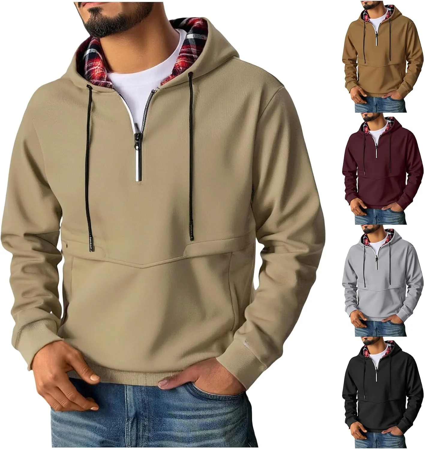 Толстовка мужская quarter zip с карманами, длинный рукав, мягкая подкладка в клетку Thatrich
Толстовка мужская quarter zip с карманами, длинный рукав, мягкая подкладка в клетку Thatrich