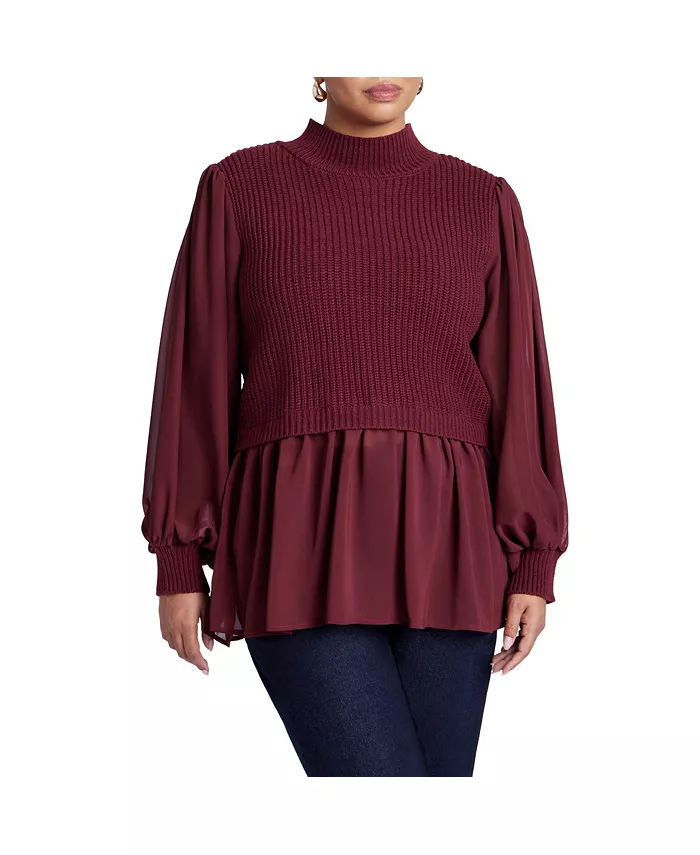 Женский Plus Size свитер Twofer с шифоном Eloquii, красный
Женский Plus Size свитер Twofer с шифоном Eloquii, красный