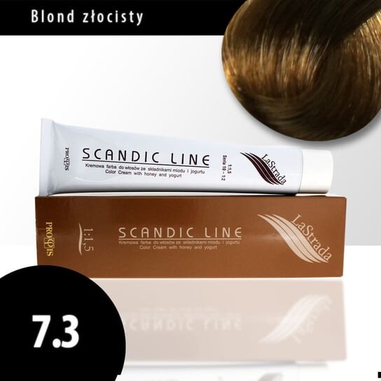 Крем-краска для волос 7.3 золотистый блондин Scandic Line LaStrada 100мл 
Крем-краска для волос 7.3 золотистый блондин Scandic Line LaStrada 100мл