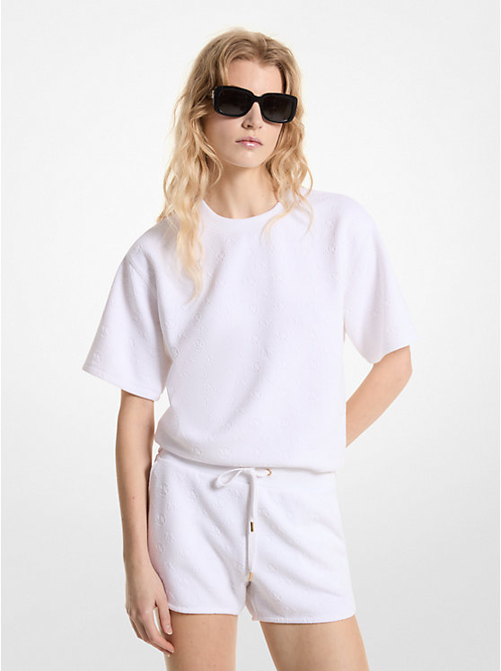 Толстовка с короткими рукавами из жаккардовой вязки с логотипом Michael Kors, белый
Толстовка с короткими рукавами из жаккардовой вязки с логотипом Michael Kors, белый