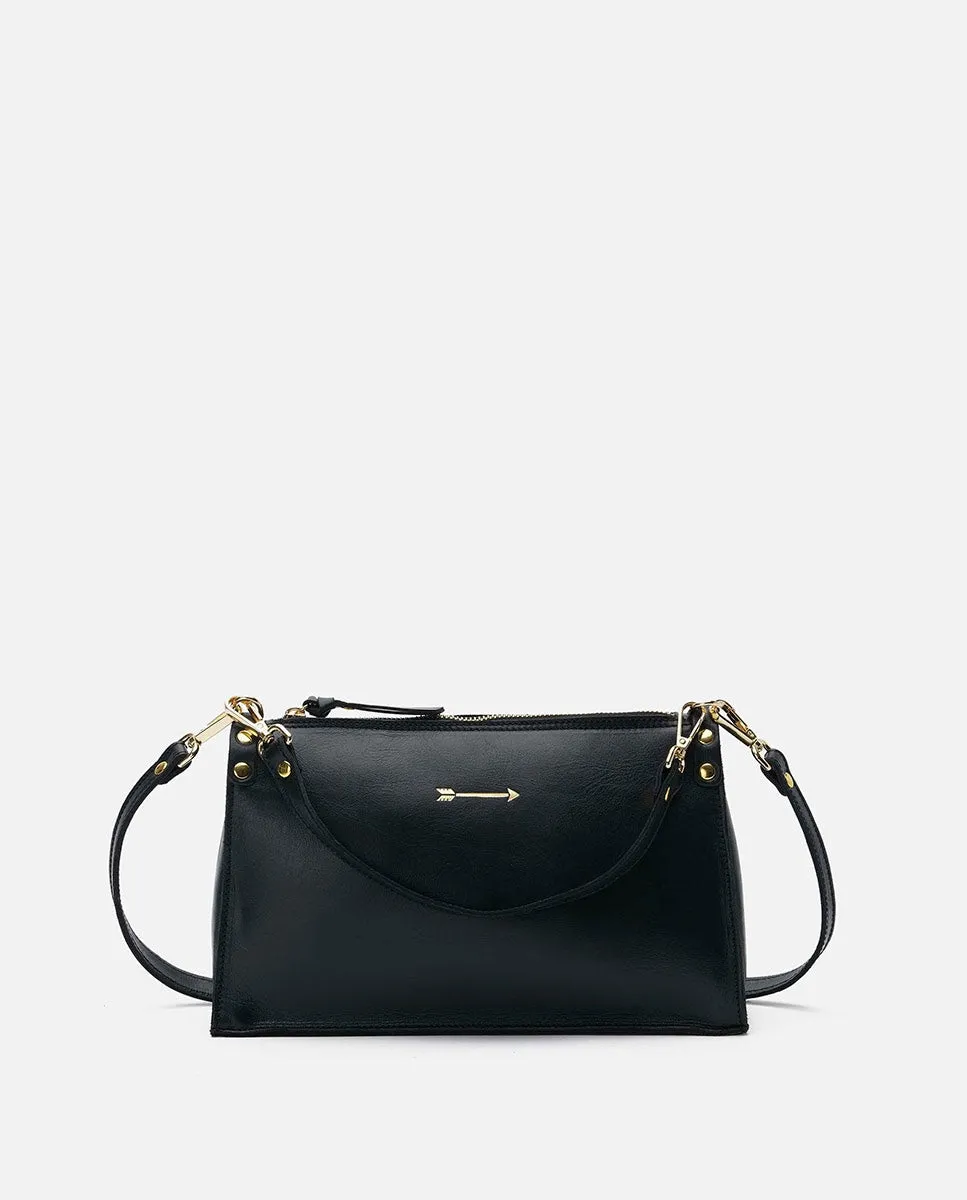 Сумка-трапеция из кожи среднего размера с застежкой-молнией Mercules, черный 
Сумка-трапеция из кожи среднего размера с застежкой-молнией Mercules, черный