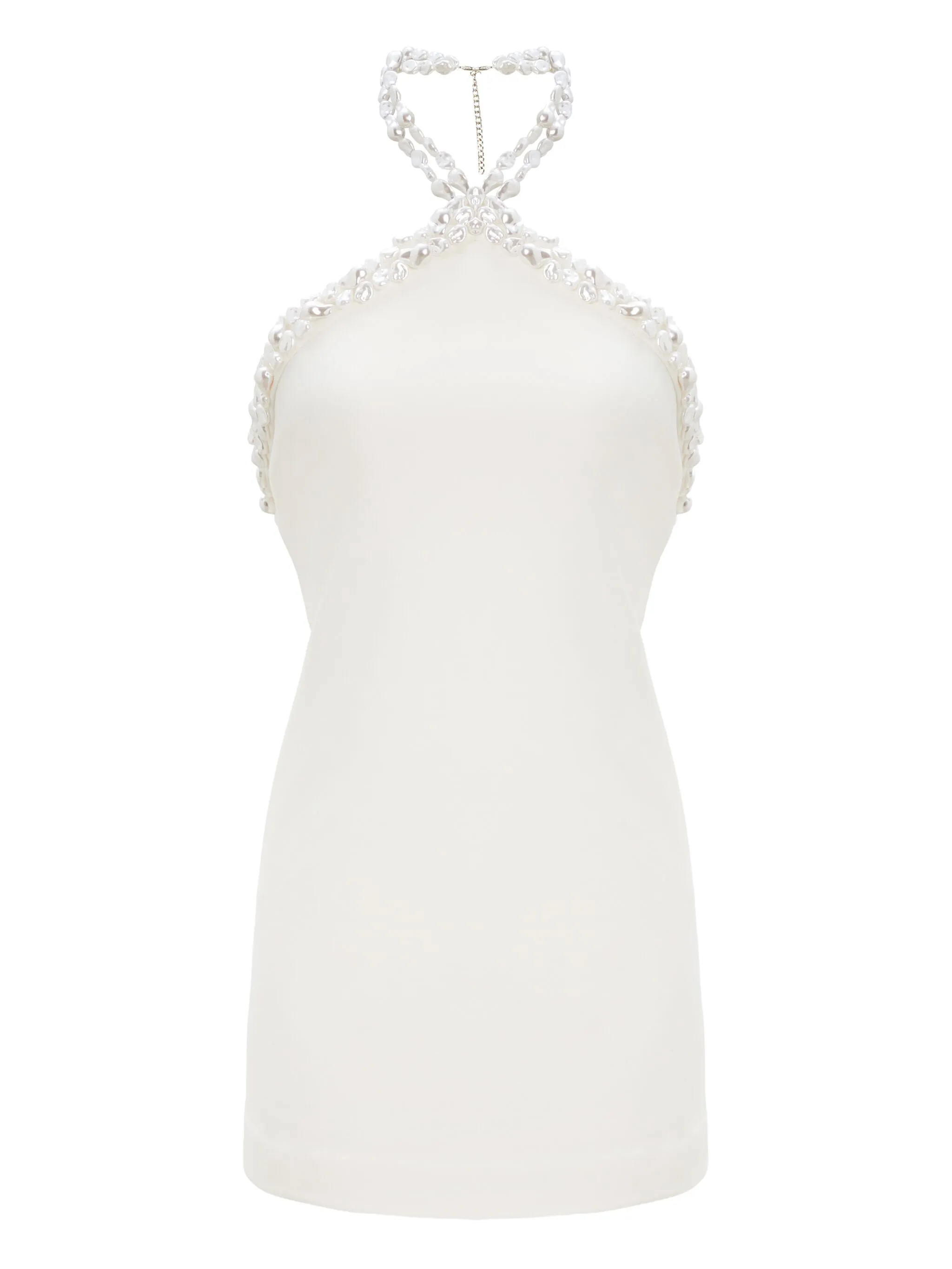 Платье мини с вырезом халтер и бисером Retrofete, белый
Платье мини с вырезом халтер и бисером Retrofete, белый