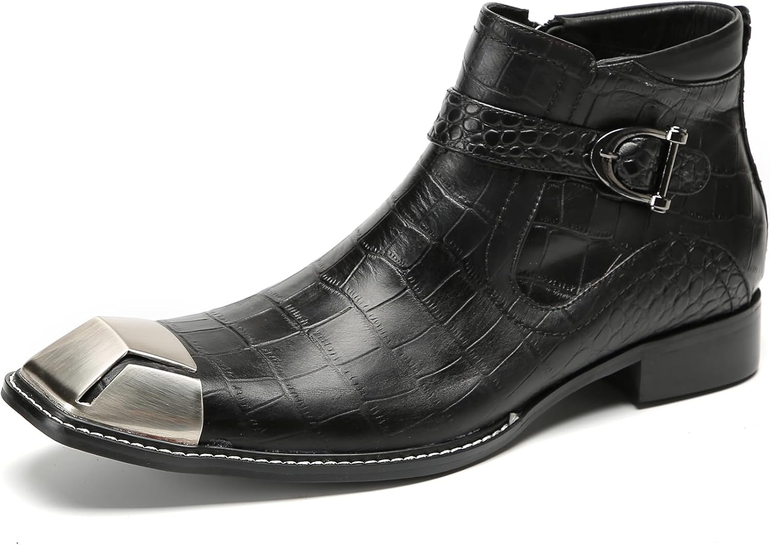 Мужские повседневные ботинки Chelsea Santimon на щиколотке с металлическим носком - настоящая кожа тисненая под крокодила, вестерн-ковбойские ботинки с ремешком и пряжкой для панк-вечеринок и ночных клубов, черный
Мужские повседневные ботинки Chelsea Santimon на щиколотке с металлическим носком - настоящая кожа тисненая под крокодила, вестерн-ковбойские ботинки с ремешком и пряжкой для панк-вечеринок и ночных клубов, черный