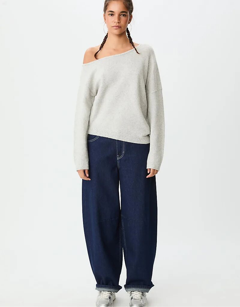 Асимметричный вязаный свитер Stradivarius серого меланжа
Асимметричный вязаный свитер Stradivarius серого меланжа