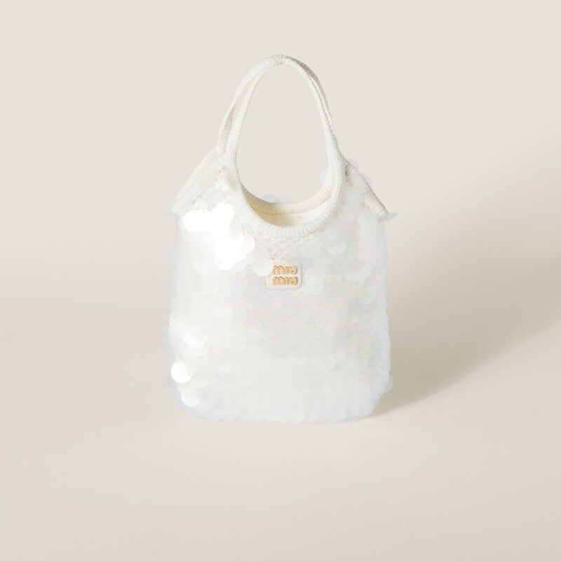 Сетчатая сумка с пайетками Ivy Miu Miu, белый
Сетчатая сумка с пайетками Ivy Miu Miu, белый