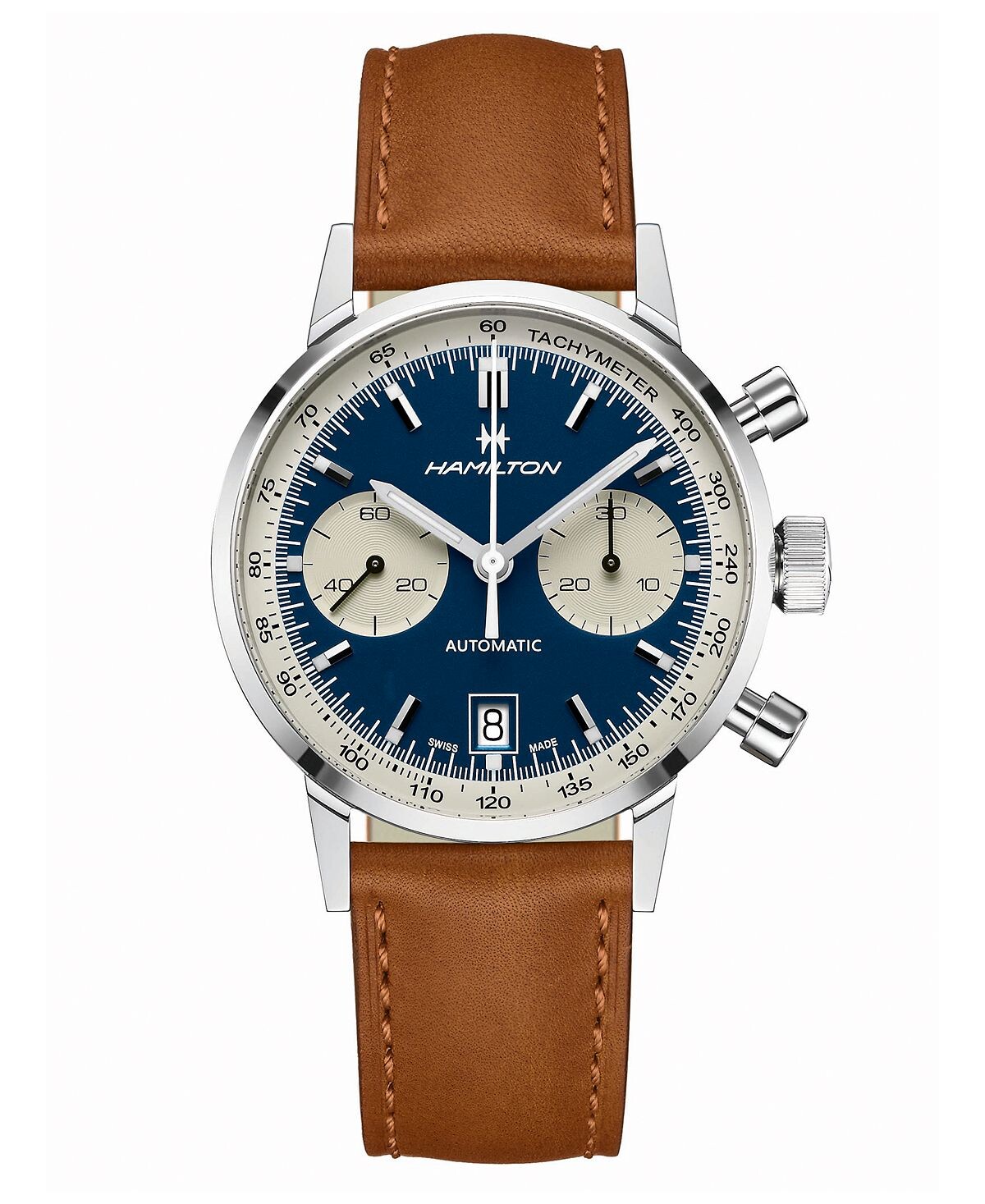 Мужские швейцарские часы с автоматическим хронографом Intra-Matic на коричневом кожаном ремешке, 40 мм Hamilton
Мужские швейцарские часы с автоматическим хронографом Intra-Matic на коричневом кожаном ремешке, 40 мм Hamilton