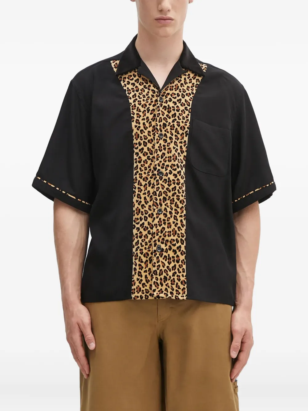Рубашка с леопардовым принтом WACKO MARIA, черный 
Рубашка с леопардовым принтом WACKO MARIA, черный