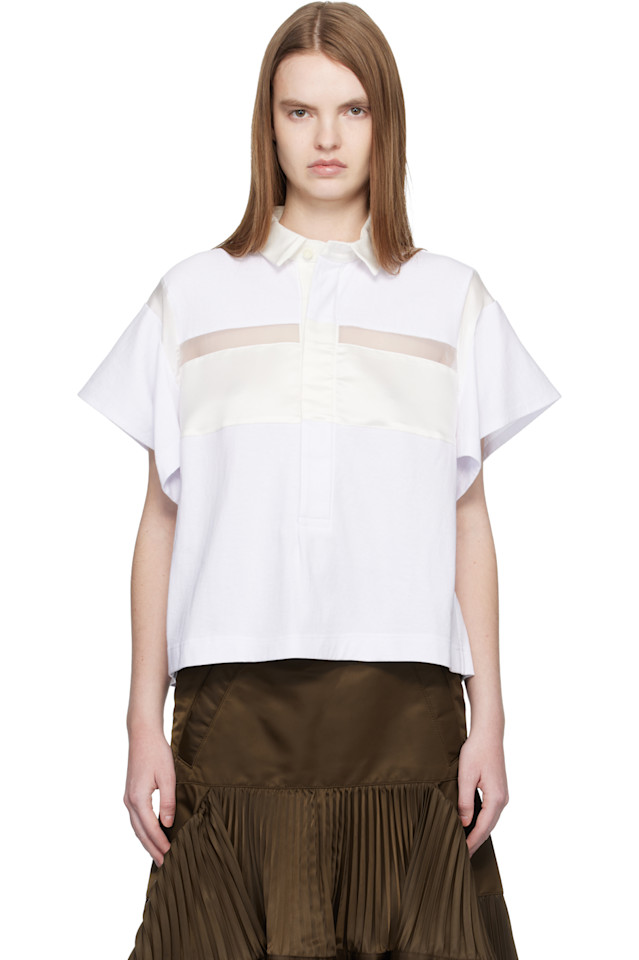 Поло из хлопкового трикотажа Sacai, белый
Поло из хлопкового трикотажа Sacai, белый