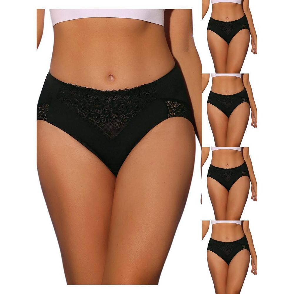 5 упаковок женского кружевного нижнего белья с высокой талией, дышащие шелковистые хипстерские эластичные трусы ALLEGRA K, черный
5 упаковок женского кружевного нижнего белья с высокой талией, дышащие шелковистые хипстерские эластичные трусы ALLEGRA K, черный