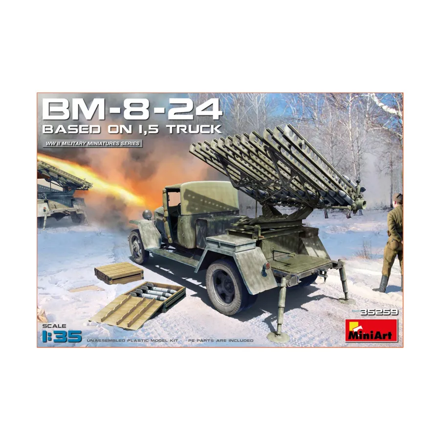 Советский БМ-8-24, WWII Military Miniatures Series (1:35) (MiniArt Models)
Советский БМ-8-24, WWII Military Miniatures Series (1:35) (MiniArt Models)