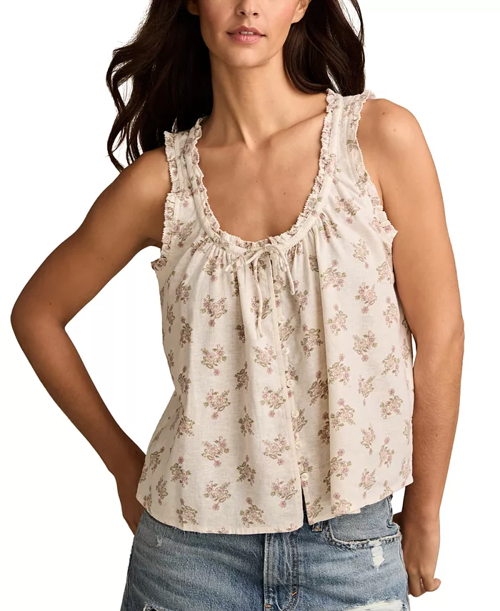 Женский топ без рукавов с цветочным принтом на пуговицах Lucky Brand, белый
Женский топ без рукавов с цветочным принтом на пуговицах Lucky Brand, белый