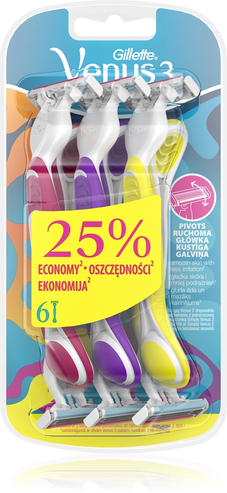 Одноразовые бритвы Venus 3 plus Gillette, 6 шт
Одноразовые бритвы Venus 3 plus Gillette, 6 шт
