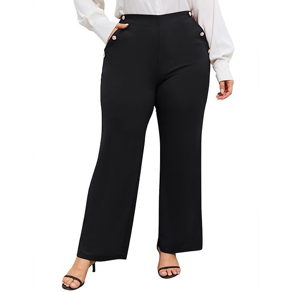 Женские брюки-клеш с высокой талией и жемчужными пуговицами plus size Seoria, Black
Женские брюки-клеш с высокой талией и жемчужными пуговицами plus size Seoria, Black