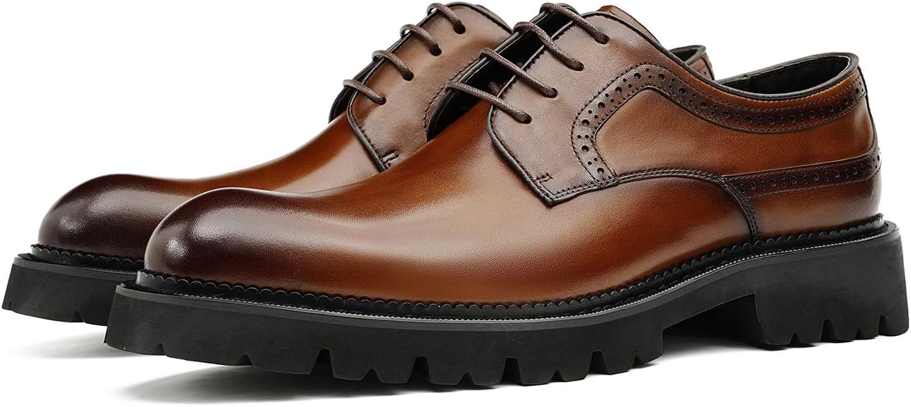 Мужские кожаные туфли-оксфорды Santimon - туфли с брогированием и шнуровкой Дерби с прочной рифленой подошвой и противоскользящей резиновой подошвой для делового повседневного использования и выпускного/свадебного торжества, коричневый
Мужские кожаные туфли-оксфорды Santimon - туфли с брогированием и шнуровкой Дерби с прочной рифленой подошвой и противоскользящей резиновой подошвой для делового повседневного использования и выпускного/свадебного торжества, коричневый