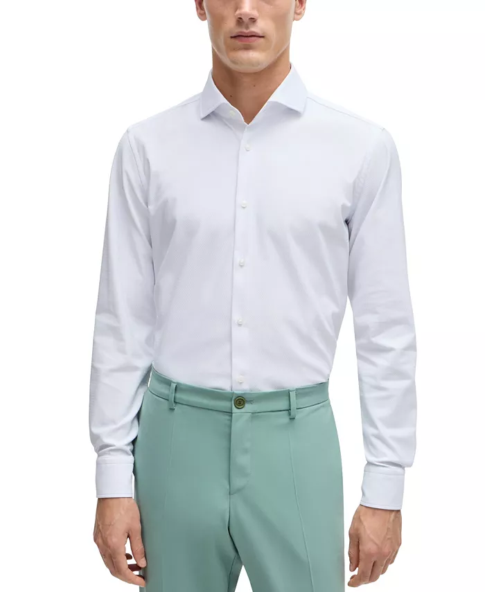 Мужская структурированная рубашка облегающего кроя Hugo Boss, белый
Мужская структурированная рубашка облегающего кроя Hugo Boss, белый