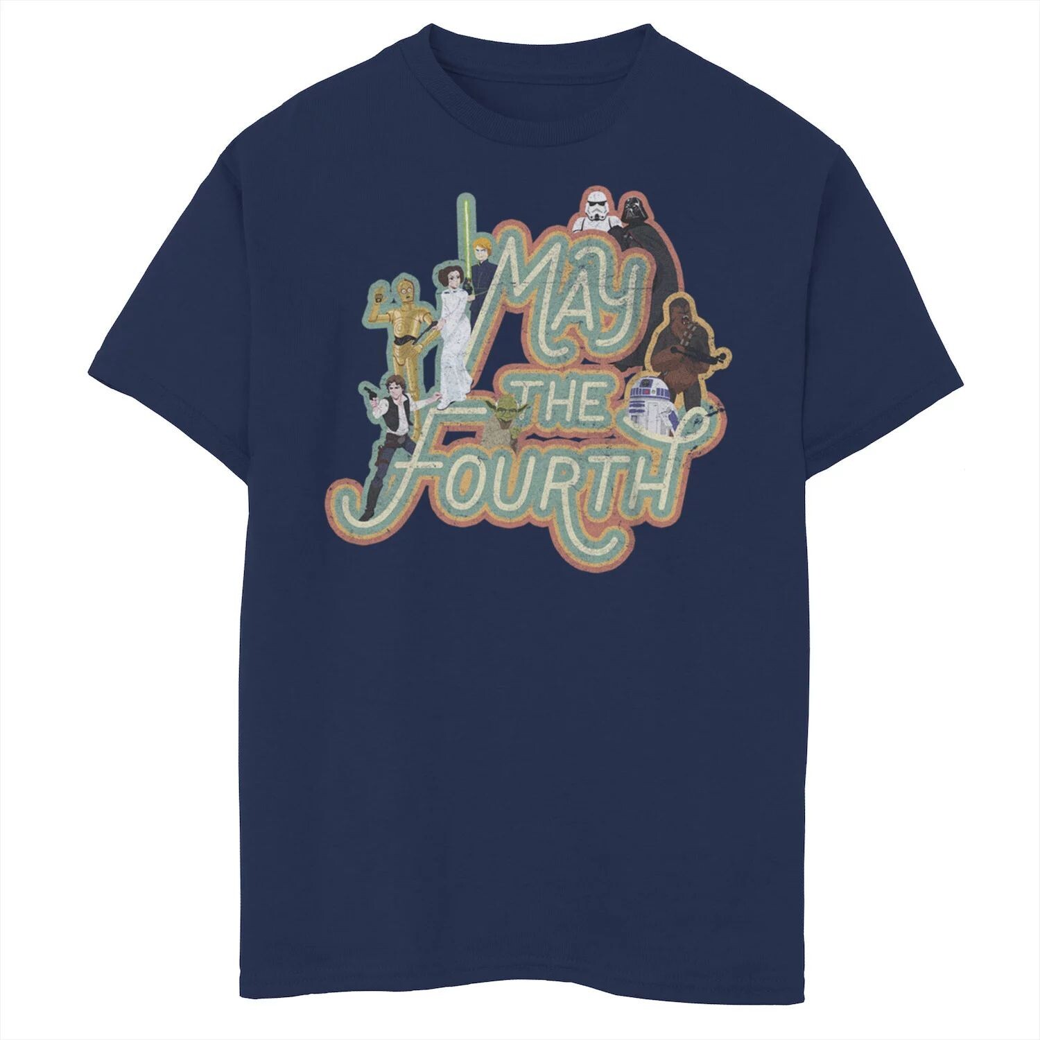 Футболка с наклейкой и коллажем для мальчиков 8–20 лет «Звездные войны, пусть четвертый будет с тобой» Licensed Character 
Футболка с наклейкой и коллажем для мальчиков 8–20 лет «Звездные войны, пусть четвертый будет с тобой» Licensed Character