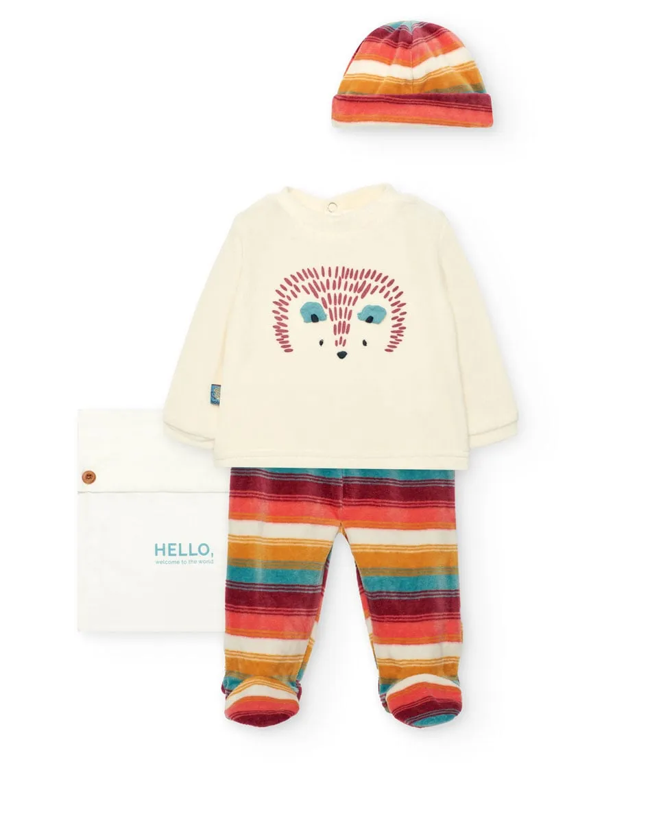 Трехкомплектный детский набор в разноцветную полоску Boboli, кремовый
Трехкомплектный детский набор в разноцветную полоску Boboli, кремовый
