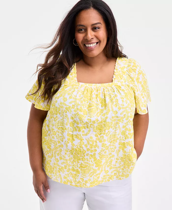 Топ с короткими рукавами больших размеров Style & Co, белый
Топ с короткими рукавами больших размеров Style & Co, белый