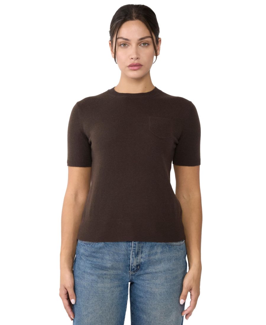 Женский свитер с короткими рукавами и круглым вырезом из 100% кашемира JENNIE LIU, Mocha
Женский свитер с короткими рукавами и круглым вырезом из 100% кашемира JENNIE LIU, Mocha