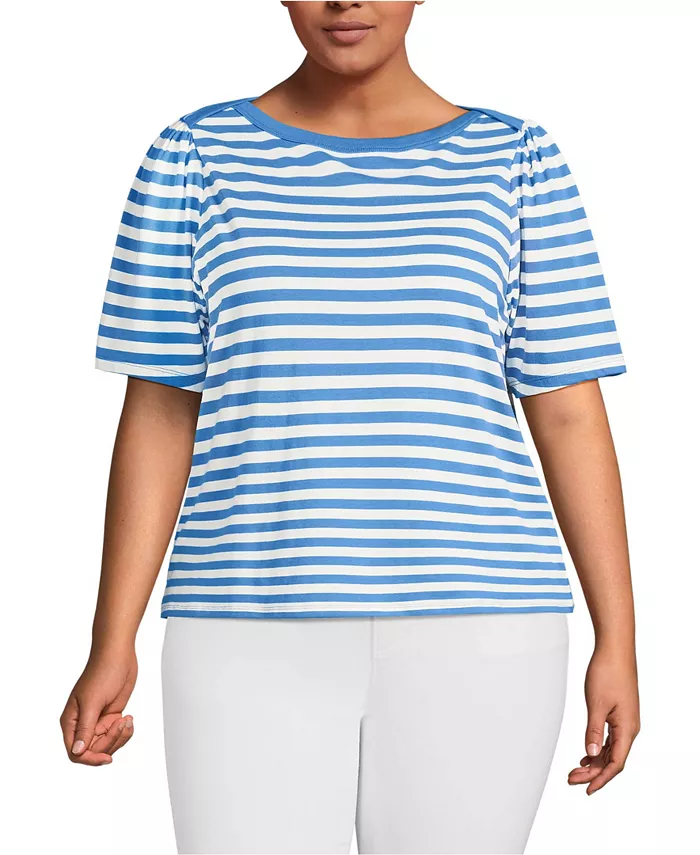 Футболка размера плюс с рукавами до локтя из хлопка Supima и вырезом-лодочкой Lands' End, синий
Футболка размера плюс с рукавами до локтя из хлопка Supima и вырезом-лодочкой Lands' End, синий