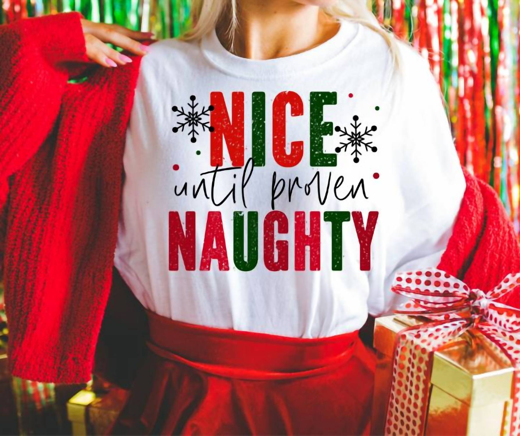 Футболка с рисунком Nice Until Proven Naughty в белом цвете BELLA + CANVAS
Футболка с рисунком Nice Until Proven Naughty в белом цвете BELLA + CANVAS