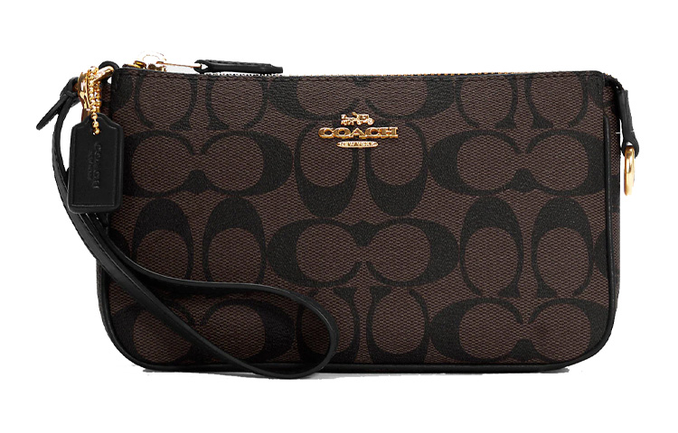 Нолитa из лакированного полотна с гладкой кожей Маджонг Сумка через плечо Наручная сумка Клатч Маленький размер Женская Коричневая Черная COACH