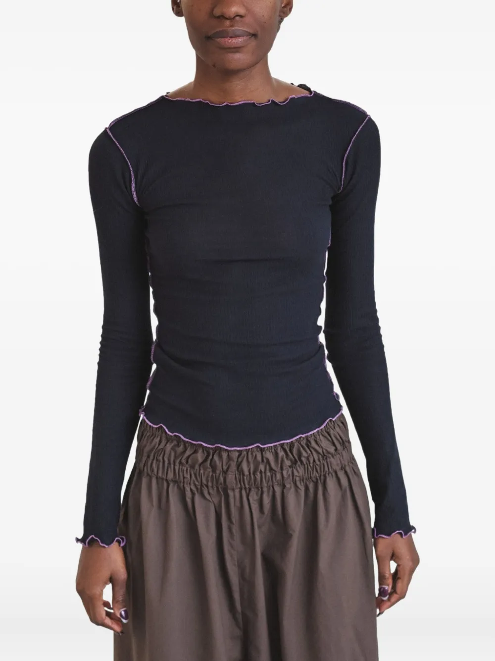 Футболка с длинными рукавами и оборкой по краю Baserange, синий
Футболка с длинными рукавами и оборкой по краю Baserange, синий