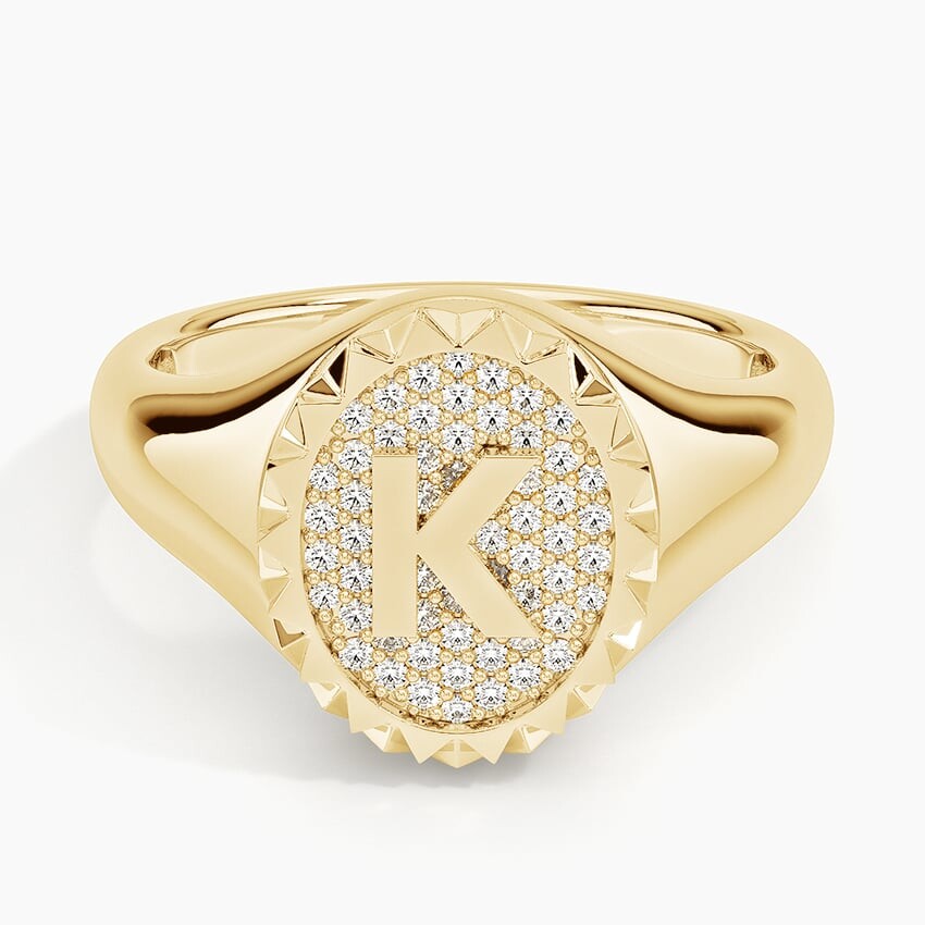 Кольцо с бриллиантовой печаткой Initial Brilliant Earth 
Кольцо с бриллиантовой печаткой Initial Brilliant Earth