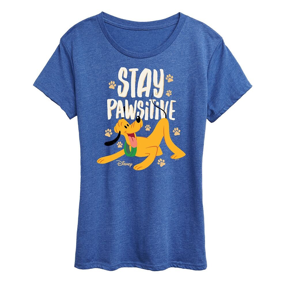 Женская футболка с рисунком Disney's Pluto Stay Pawsitive, цвет Heather Royal Blue 
Женская футболка с рисунком Disney's Pluto Stay Pawsitive, цвет Heather Royal Blue