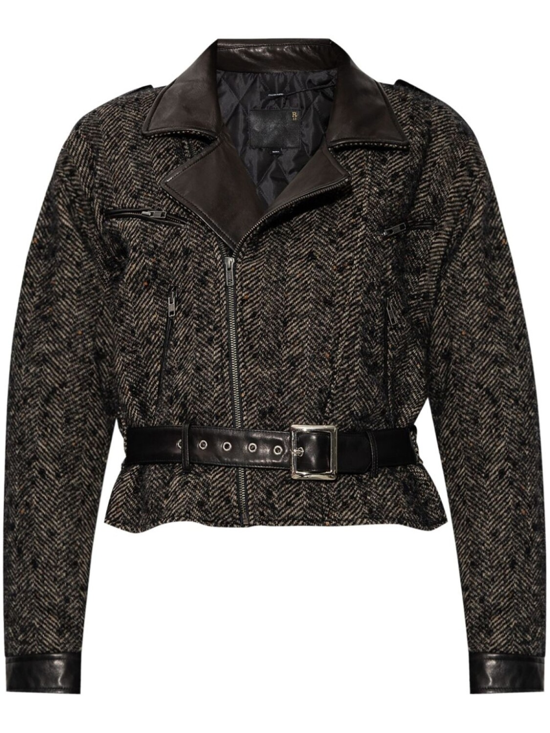 Байкерская куртка с узором «ёлочка» R13, черный
Байкерская куртка с узором «ёлочка» R13, черный