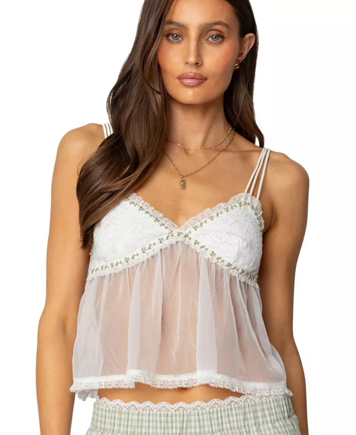 Женский прозрачный кружевной топ-бэбидолл Edikted, белый
Женский прозрачный кружевной топ-бэбидолл Edikted, белый