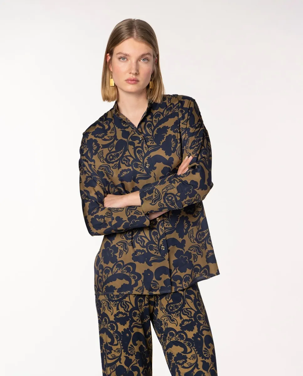 Женская рубашка из твила с цветочным принтом и воротником-стойкой Naulover, темно-синий
Женская рубашка из твила с цветочным принтом и воротником-стойкой Naulover, темно-синий