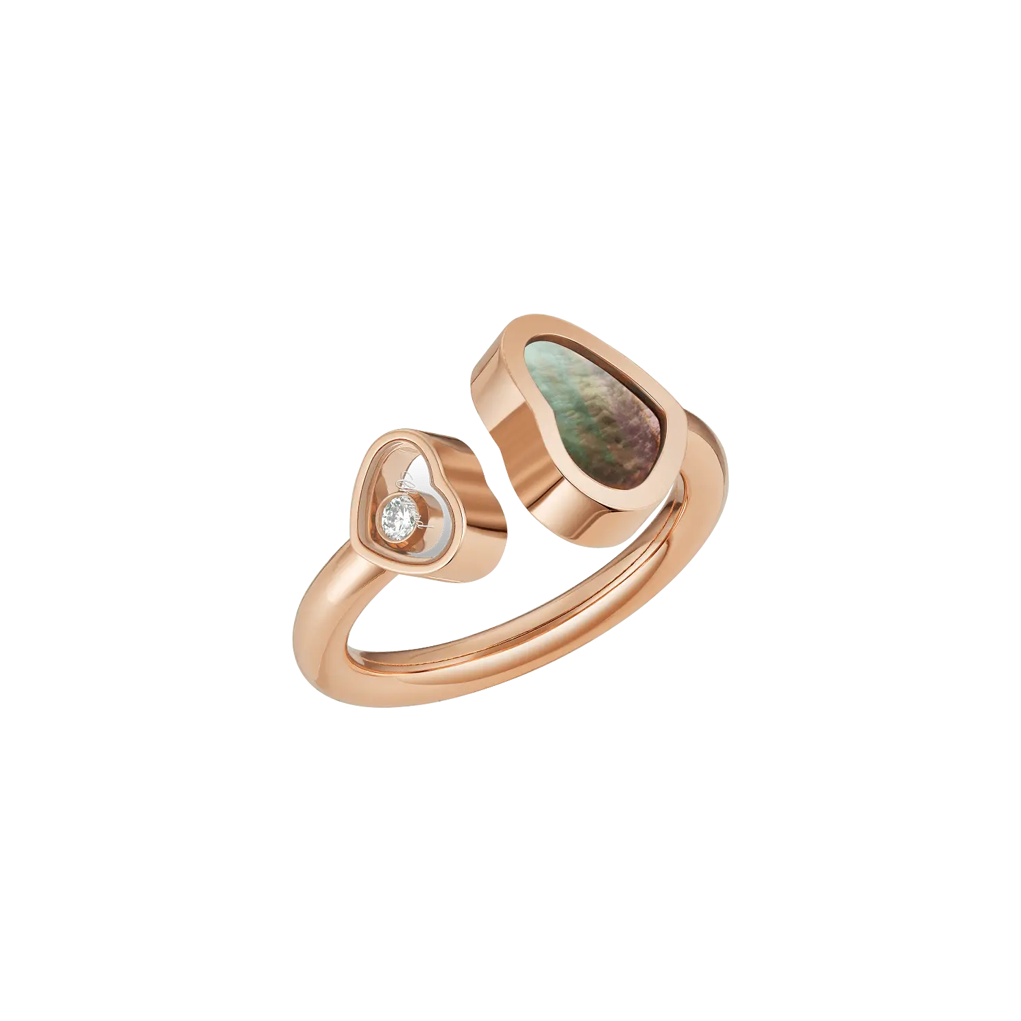Кольцо Chopard Happy Hearts - Кольцо, розовое золото, бриллиант, черный таитянский перламутр