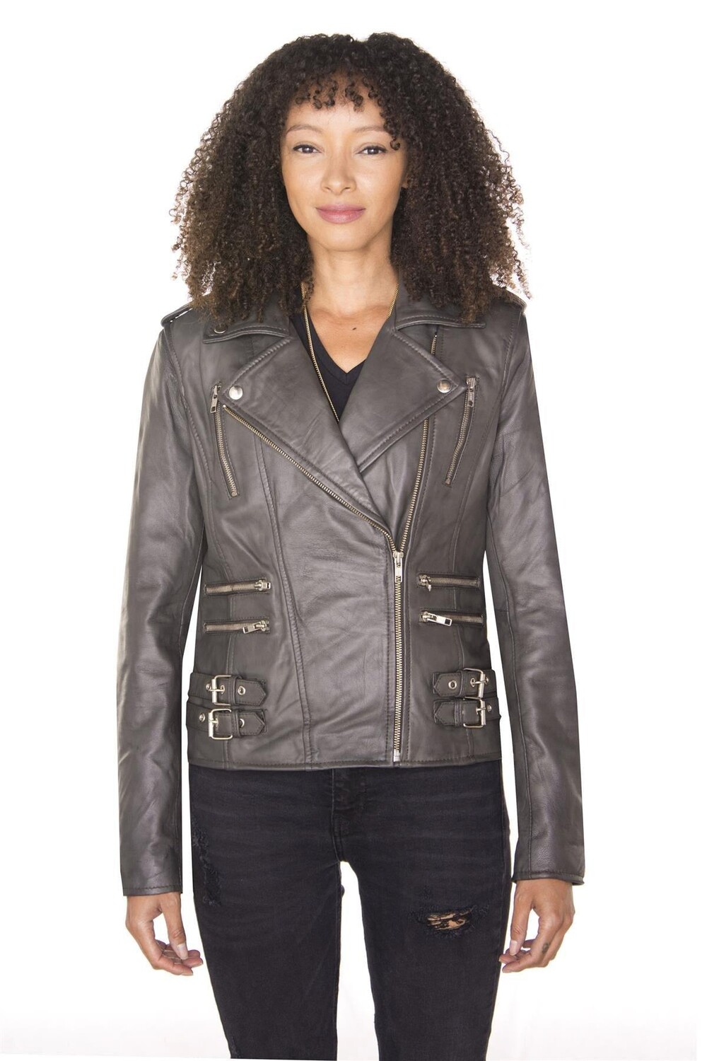 Кожаная винтажная байкерская куртка Brando-Orlando Infinity Leather, серый 
Кожаная винтажная байкерская куртка Brando-Orlando Infinity Leather, серый