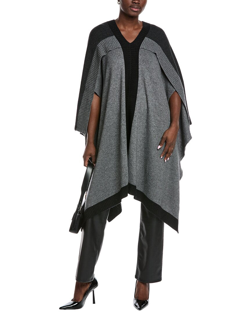 Осенний кашемировый пончо с цветными блоками из смеси кашемира и шерсти Autumn Cashmere, серый 
Осенний кашемировый пончо с цветными блоками из смеси кашемира и шерсти Autumn Cashmere, серый
