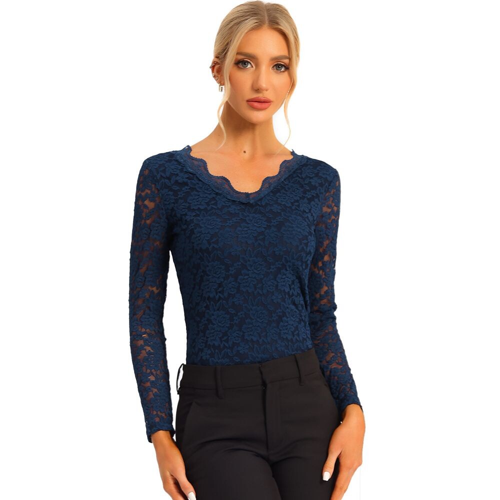 Женская прозрачная кружевная блузка с длинными рукавами и цветочной вышивкой ALLEGRA K, цвет Dark Blue
Женская прозрачная кружевная блузка с длинными рукавами и цветочной вышивкой ALLEGRA K, цвет Dark Blue