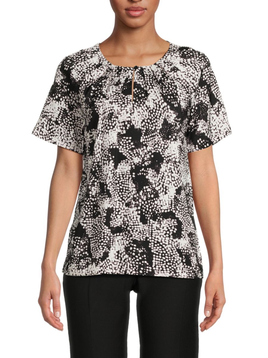 Топ с короткими рукавами и вырезом-замочной скважиной, плиссированный Calvin Klein, черный мульти
Топ с короткими рукавами и вырезом-замочной скважиной, плиссированный Calvin Klein, черный мульти