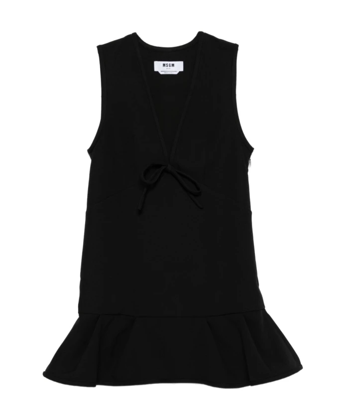 Черное платье с V-образным вырезом и оборками по низу. Msgm, черный
Черное платье с V-образным вырезом и оборками по низу. Msgm, черный