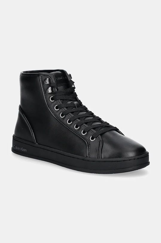 Кожаные кроссовки HIGH TOP LACE UP PIPING Calvin Klein, черный 
Кожаные кроссовки HIGH TOP LACE UP PIPING Calvin Klein, черный