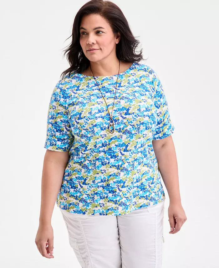 Плюс сайз топ с принтом и рукавом три четверти Style & Co, белый
Плюс сайз топ с принтом и рукавом три четверти Style & Co, белый